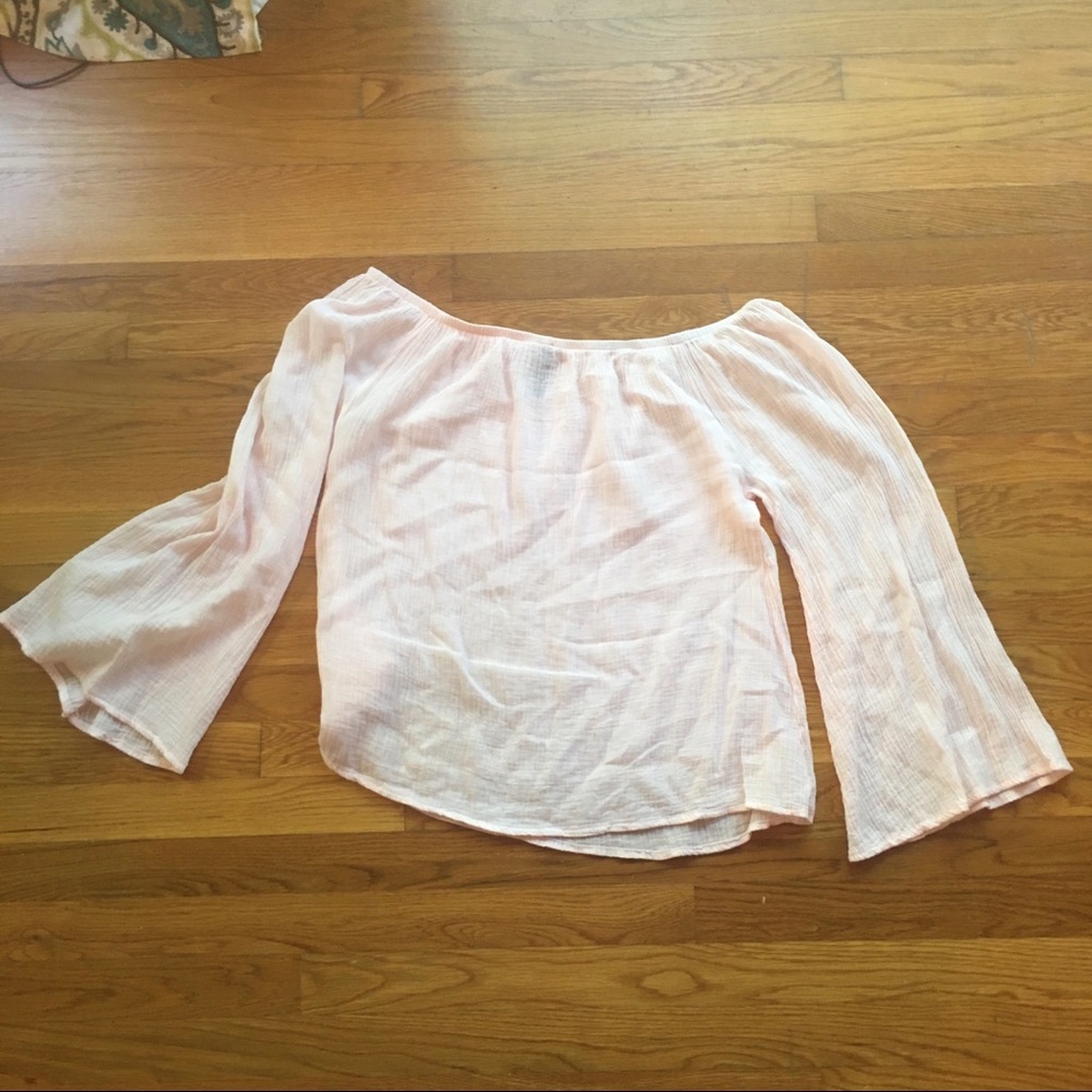bobi women’s Peasant Blouse Sz M pale pink - Picture 3 of 5
